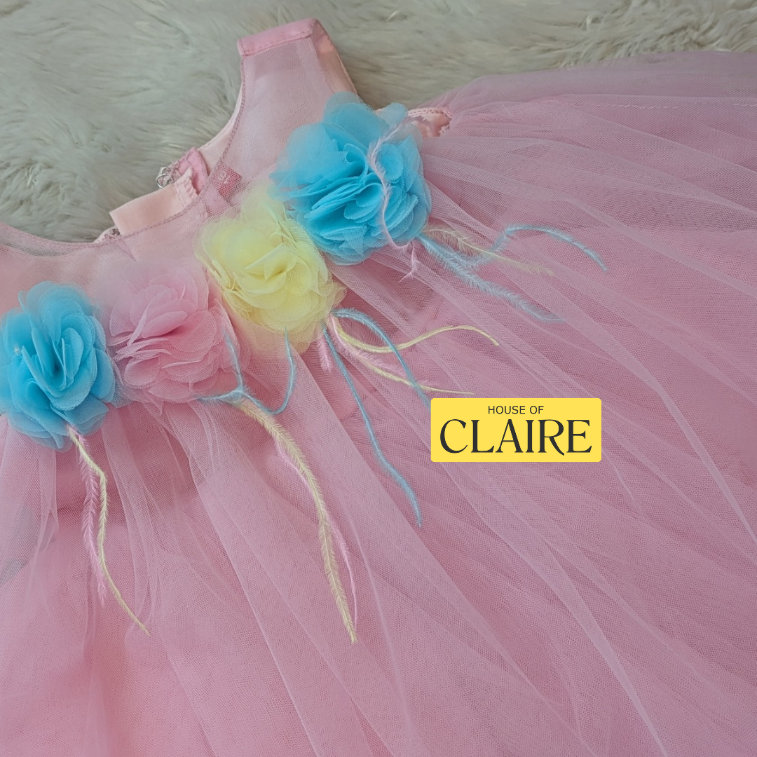 www.houseofclaire.com New Best seller Candy pink ruffle party wear dress for baby girls 1st birthday online in Bangalore India