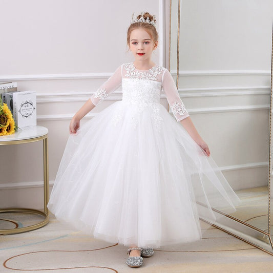 www.houseofclaire.com White Holy Communion White Princess Girls Dresses or Communion Gowns for girls in India Shop Communion girls dresses in Bangalore Kids Communion Dresses Online