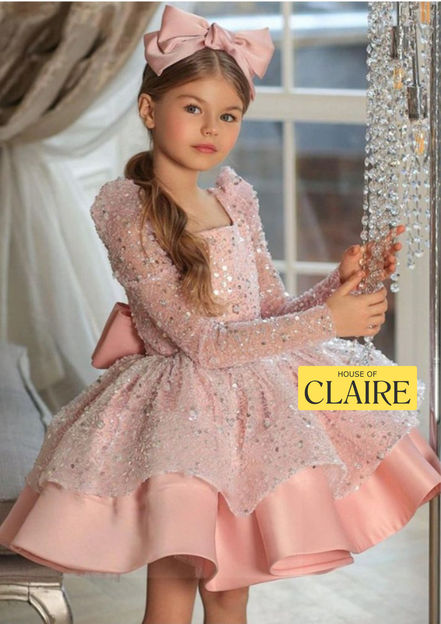 www.houseofclaire.com Shop kids online dresses luxury baby dresses in india online for baby girls Baptism Dresses Flower girl Dresses in Bangalore India Baby Pink Party wear Dresses for kids Luxury dresses