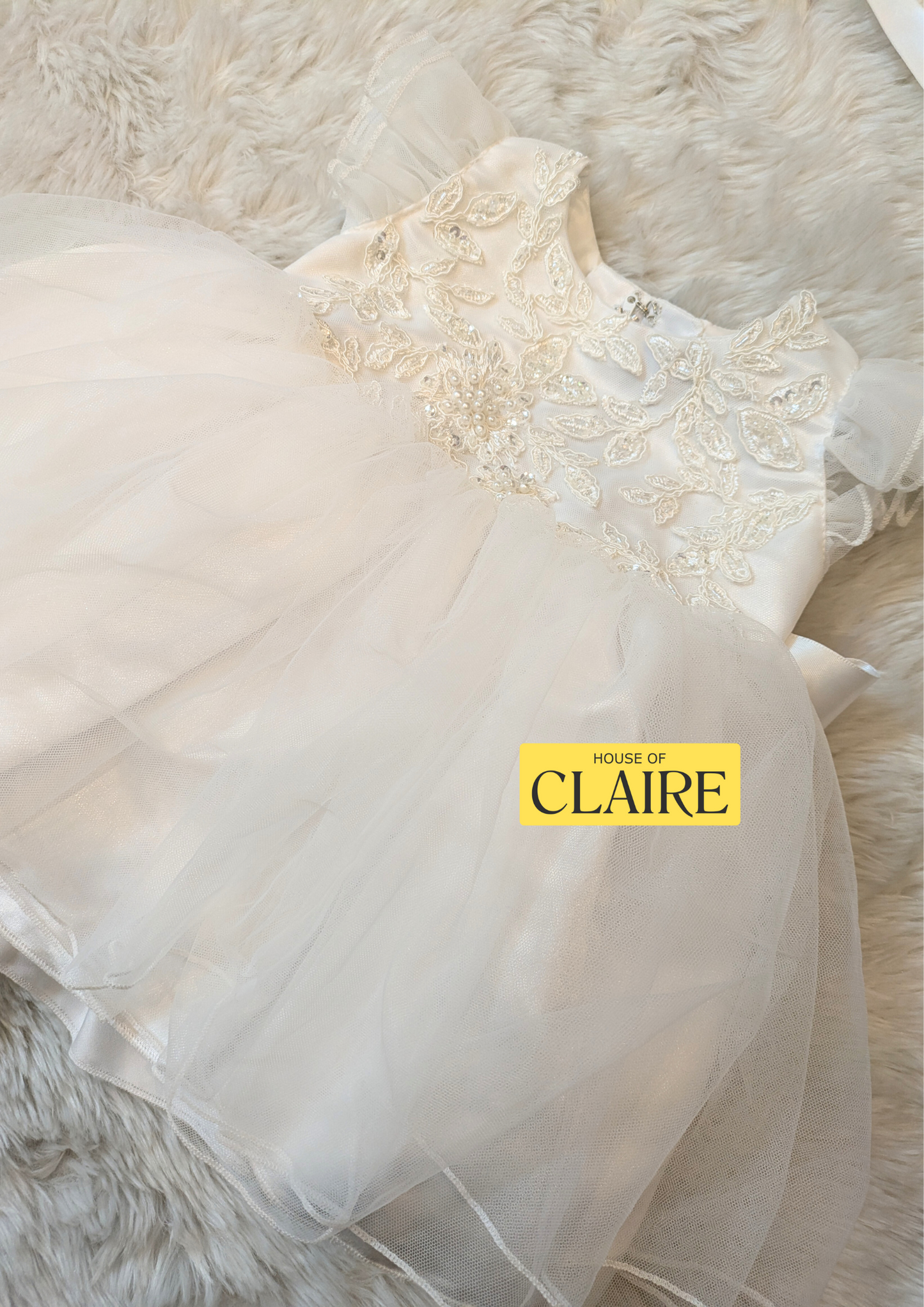 Elegant White Baptism Dress for Baby Girls – Handcrafted Embroidery | House of Claire