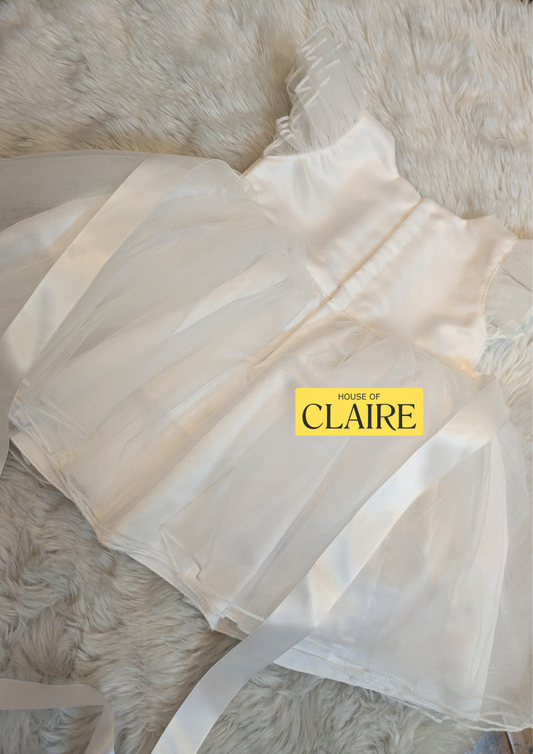 Elegant White Baptism Dress for Baby Girls – Handcrafted Embroidery | House of Claire
