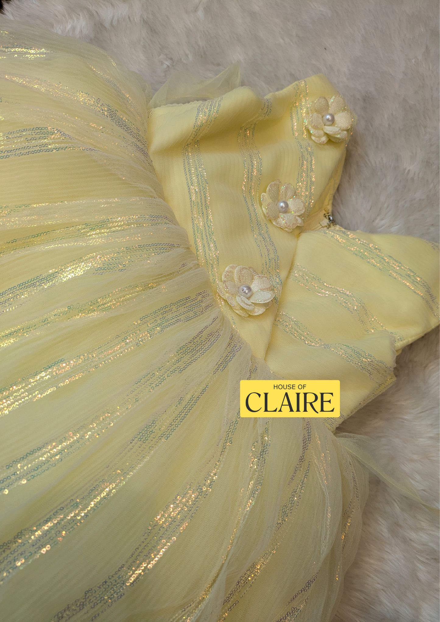 Elegant Lime Yellow Birthday Dress for Girls (Age 3-4 Years) Fluffy Princess Party Wear – House of Claire