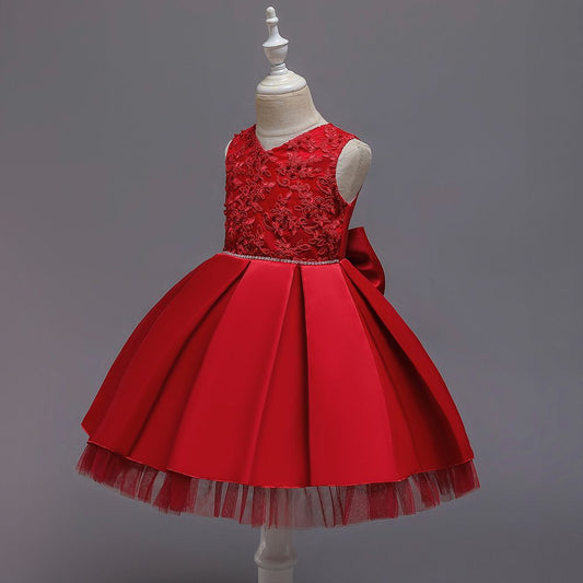 Classic Red floral crystal beaded Dress