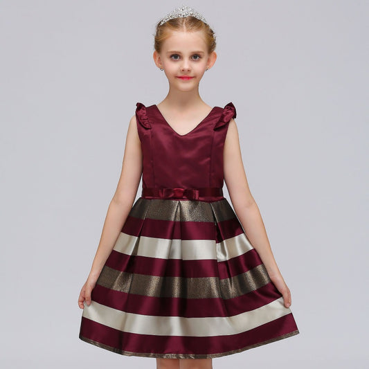 houseofclaire.com Date Red and Gold stripped Plush dress