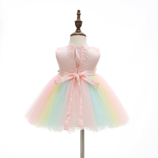 houseofclaire.com Baby Unicorn floral pink party dress