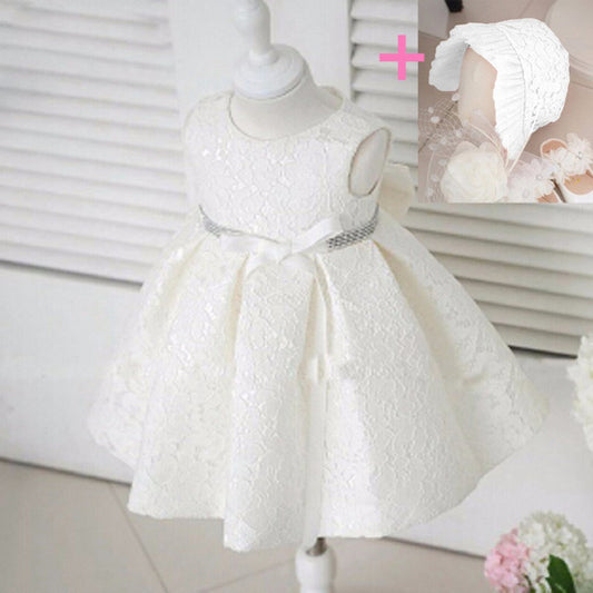 houseofclaire.com Blossom white beaded short Baptism dress