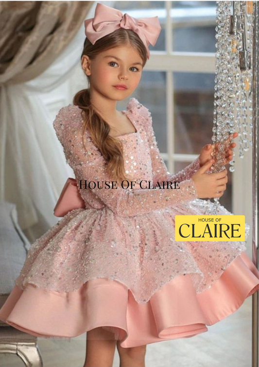 www.houseofclaire.com Shop kids online dresses luxury baby dresses in india online for baby girls Baptism Dresses Flower girl Dresses in Bangalore India Baby Pink Party wear Dresses for kids Luxury 