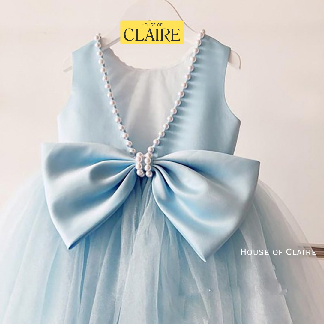 Best Seller - Cinderella Blue Pearl Party wear Dress for little girls
