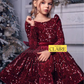 New Arrivals - Luxury royal Ruby Red Sequins short Party wear Ball Gown Dress for girls