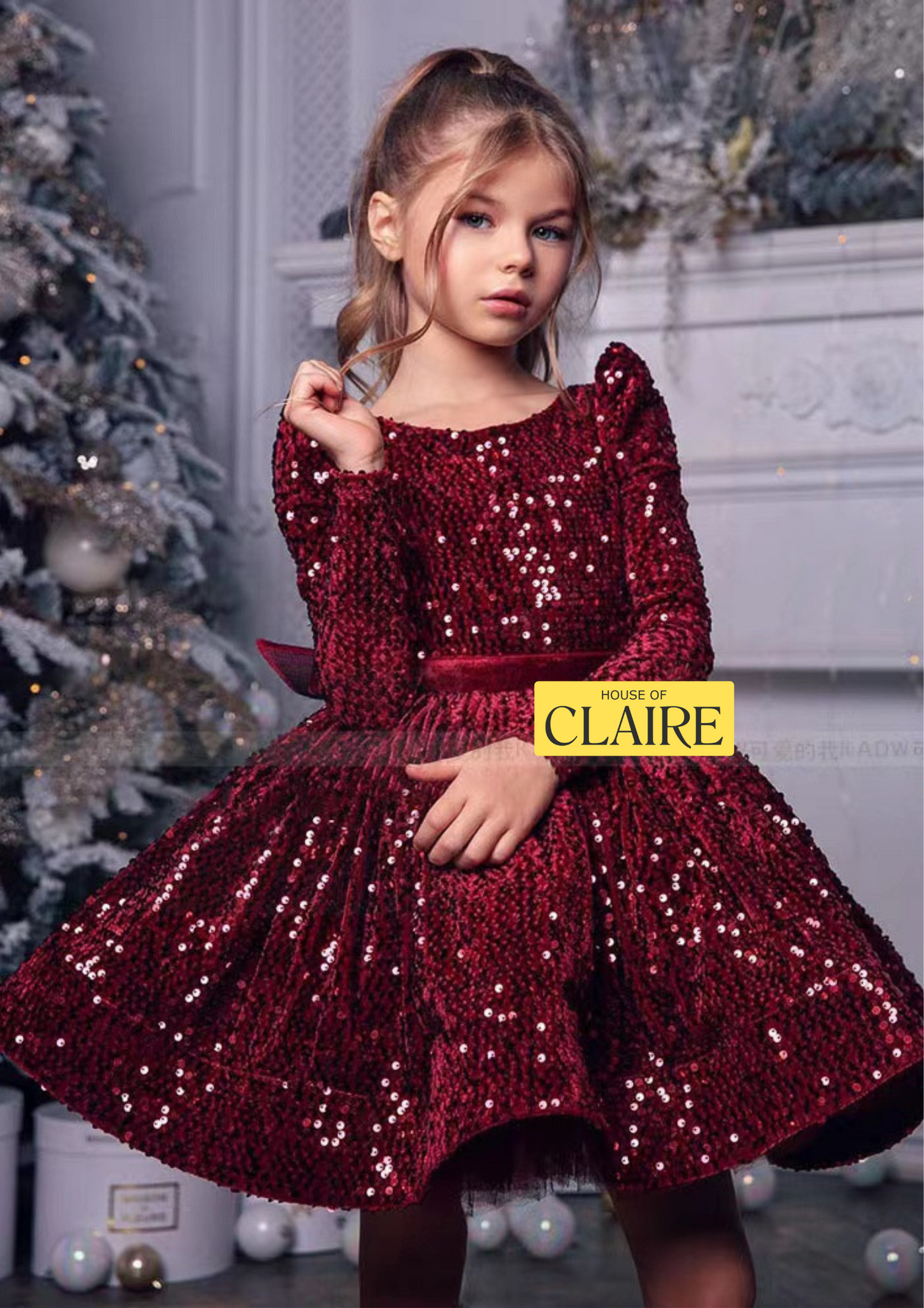 New Arrivals - Luxury royal Ruby Red Sequins short Party wear Ball Gown Dress for girls