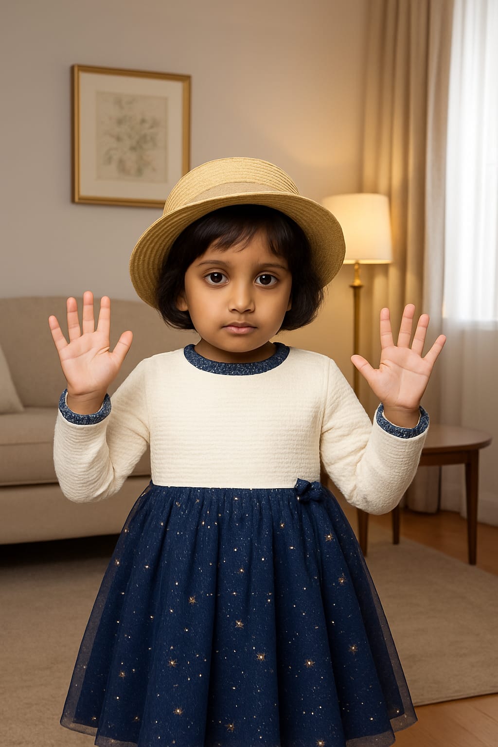 House of Claire Kids Party wear Navy blue dress