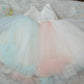 Pastel Pink and greenish blue 1st Birthday Party wear Dress for baby girls