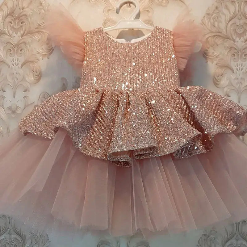 Pink and gold infant dress hot sale