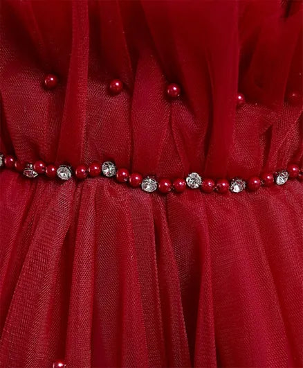 www.houseofclaire.com Cherry Red Fluffy Short Ball Gown for Baby Girls Toddler Girls Online in India Party wear dresses in Bangalore Best seller Red Princess Barbie Party Wear Birthday Grand Dresses by House of Claire in Bangalore Leading Seller for Kids Dresses