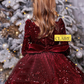 New Arrivals - Luxury royal Ruby Red Sequins short Party wear Ball Gown Dress for girls
