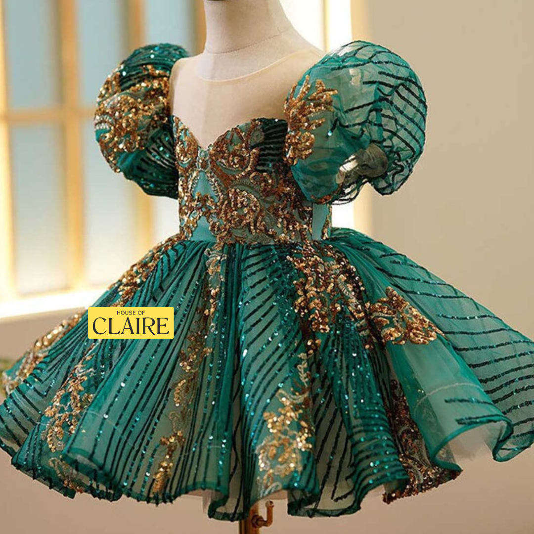 New Arrivals Luxury - Emerald Green n Gold Princess Ball gown Party we HOUSE OF CLAIRE New Arrivals Luxury - Emerald Green n Gold Princess Ball gown Party we HOUSE OF CLAIRE