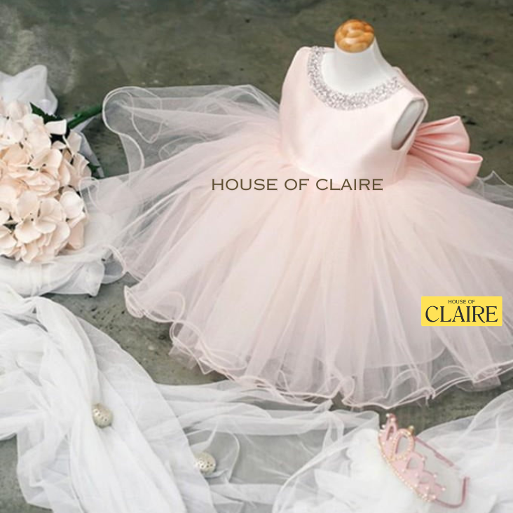 House of Claire - Luxury Fondant Pink Princess 1st Birthday Dress