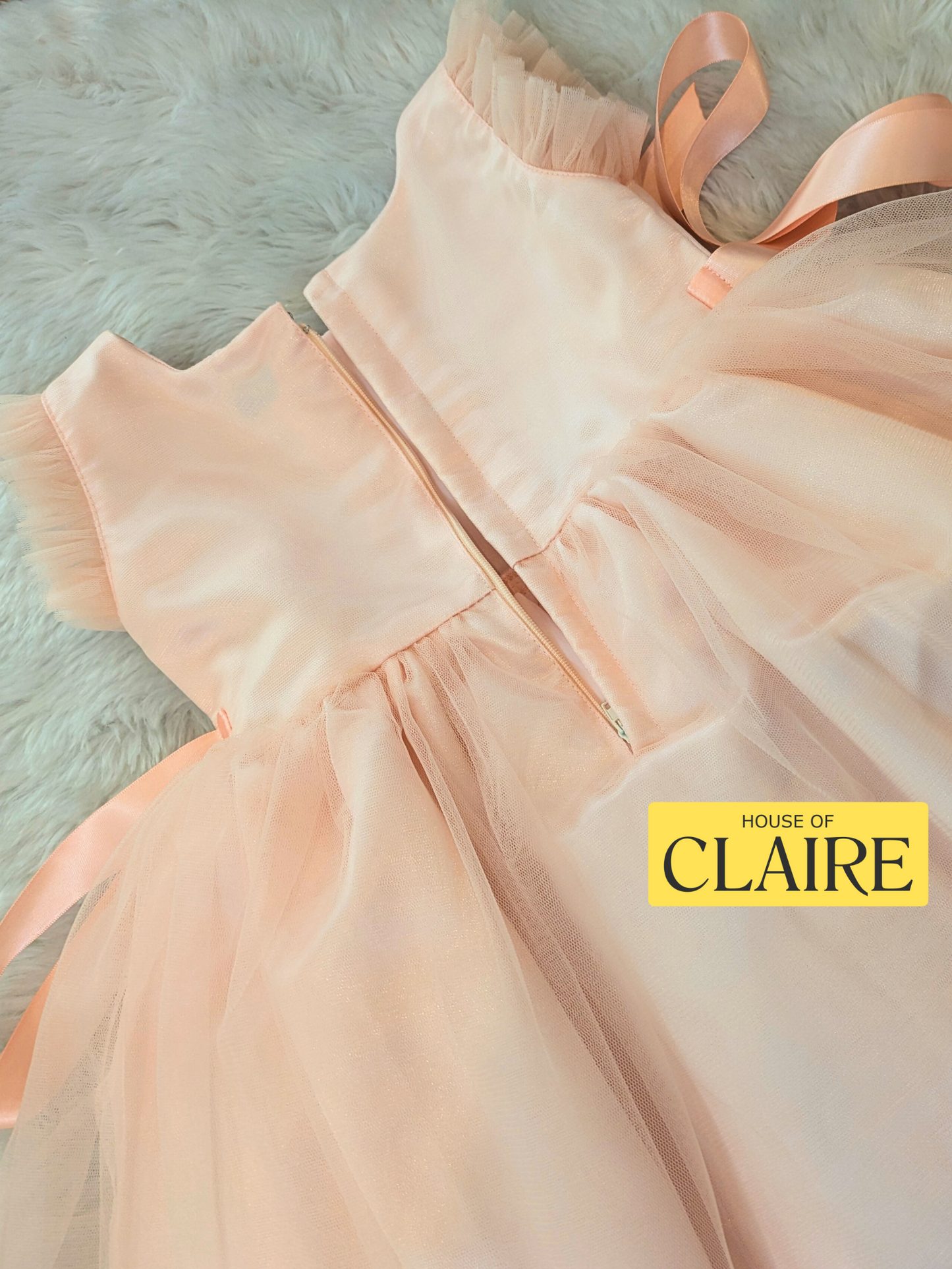 New Arrivals - Classy Pastel Peach Baby Girl Birthday Dress – 1st Year Party Dress | Princess Tulle Frock with Embroidered Floral Bodice