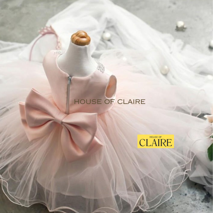 House of Claire - Luxury Fondant Pink Princess 1st Birthday Dress