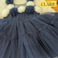 Fluffy Layered Navy Blue 1st Birthday Dress for Baby Girl – Party Wear