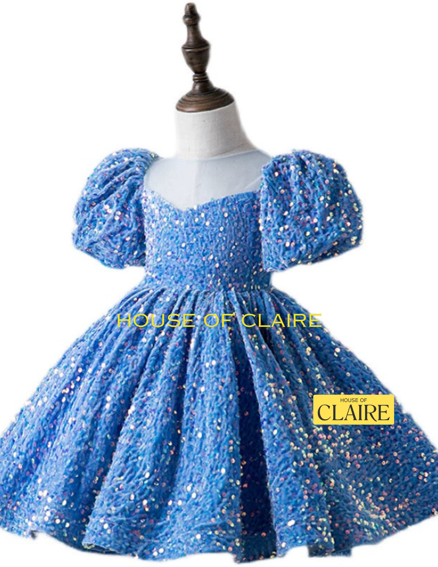House of Claire™ Celeste Sparkle Luxury Ball Gown for Girls | Luxury Blue Princess Birthday Dress | 1st Birthday, Party Wear, Wedding & Special Occasion | 1–5 Years