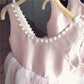 houseofclaire.com Luxury Pink Pearl girls Ball gown with Back Bow
