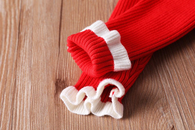 Red Knit Winter girls Skater dress