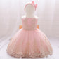 Baby Pink Princess Birthday Golden Bow Dress