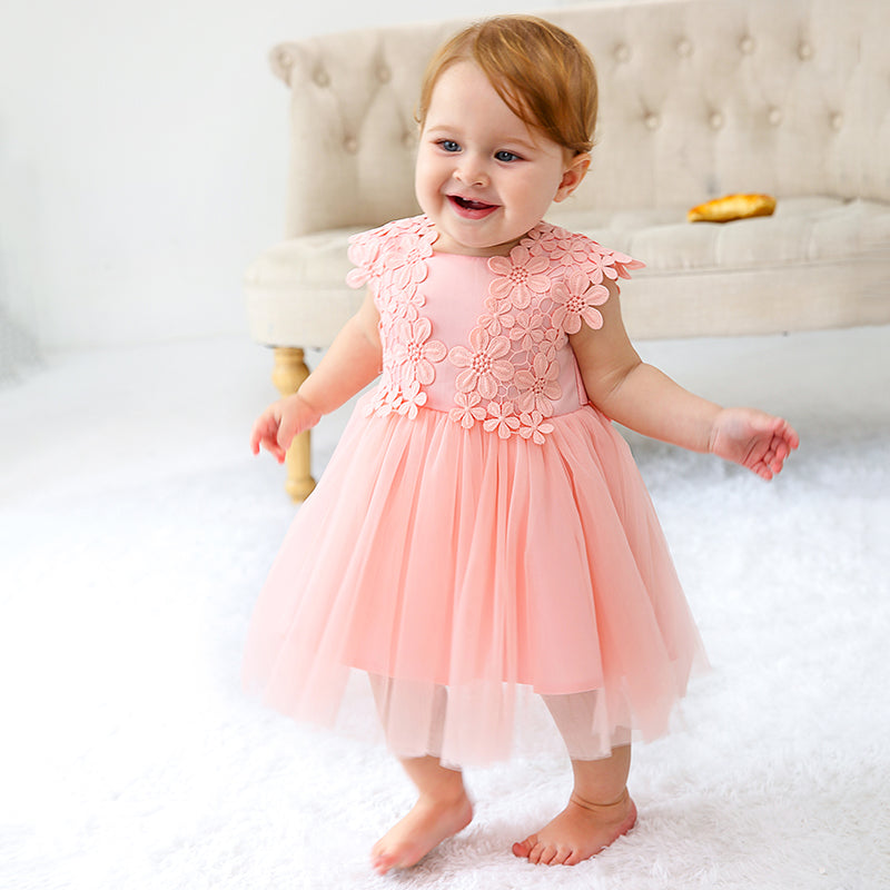 houseofclaire.com Pastel pink Baby flower girl dress Baptism dress for baby girls in India Bangalore