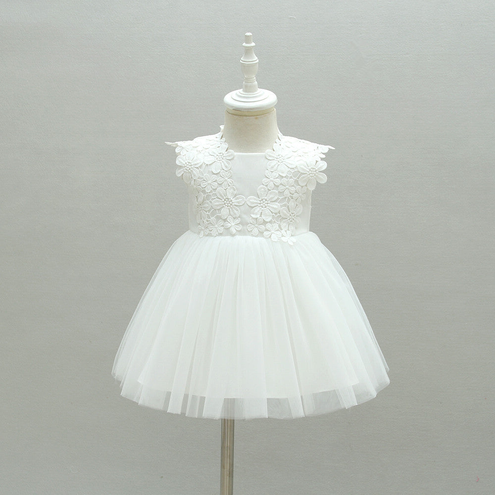 houseofclaire.com Classic white lace short Baptism gown