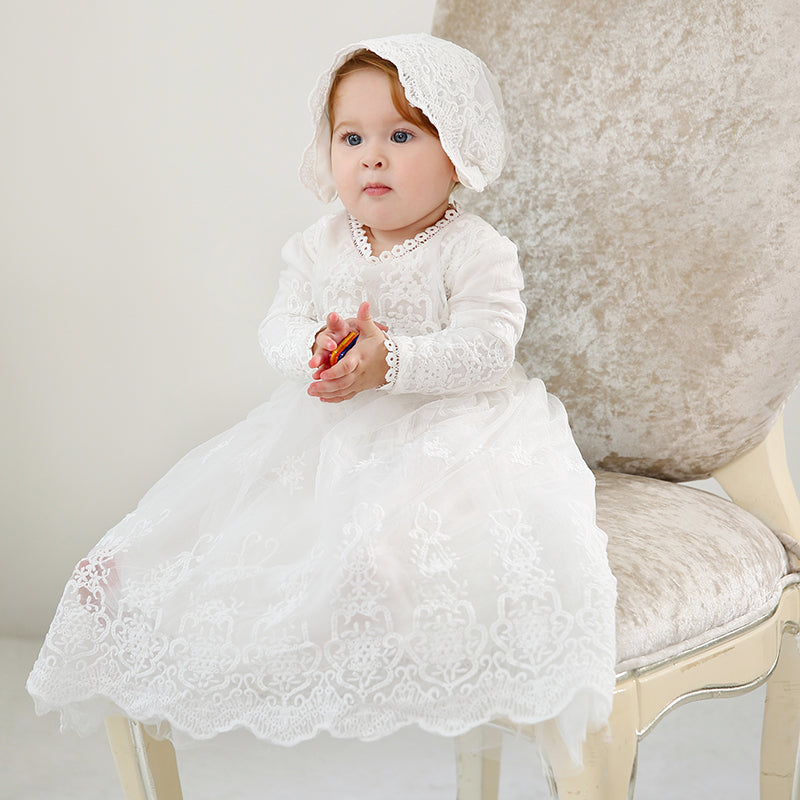 White First Communion Dress for Girls and Veil, Holy Communion Dress Long  Lace Sleeves, Lace Flower Girl Dress, Heirloom Communion Gown - Etsy