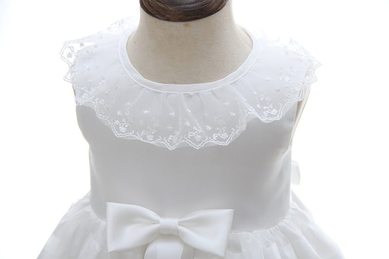 houseofclaire.com Princess lace stripped long Baptism gown with Bonnet