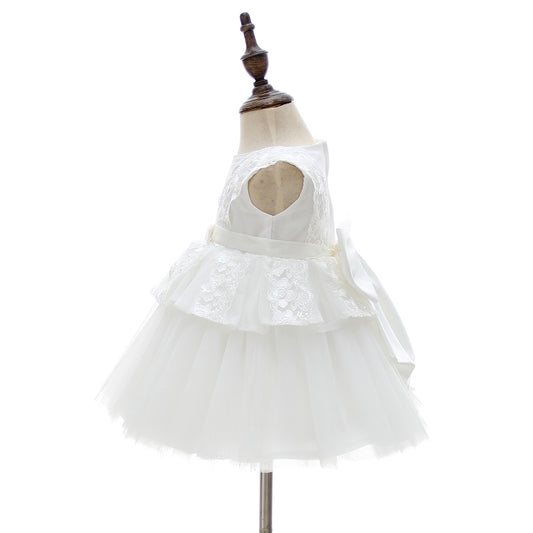 houseofclaire.com White Angel baby short ball gown with back bow