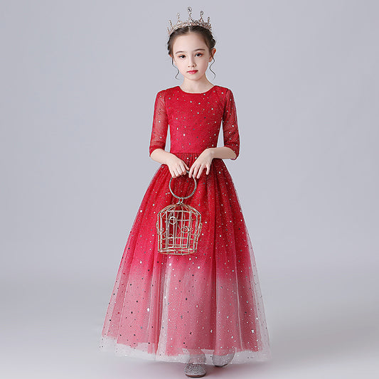 houseofclaire.com Cherry red Princess Girls Ball Gown