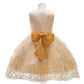 houseofclaire.com Champagne gold luxury Party dress with Golden Bow