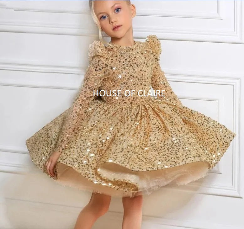 Luxury Princess Golden Sparkle Birthday Party Ball Gown Dress HOUSE OF CLAIRE Luxury Princess Golden Sparkle Birthday Party Ball Gown Dress HOUSE OF CLAIRE