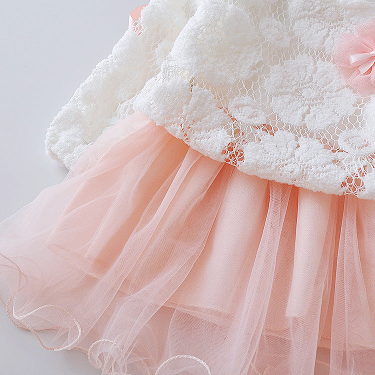 houseofclaire.com Blush Cotton candy pink dress with a beautiful white laced embroidery top.