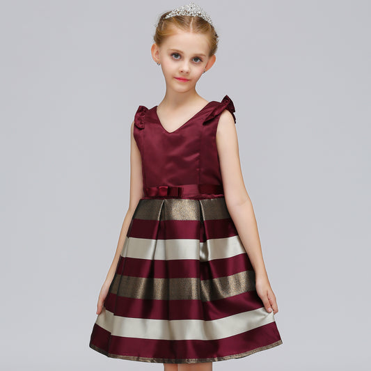 houseofclaire.com Date Red and Gold stripped Plush dress 