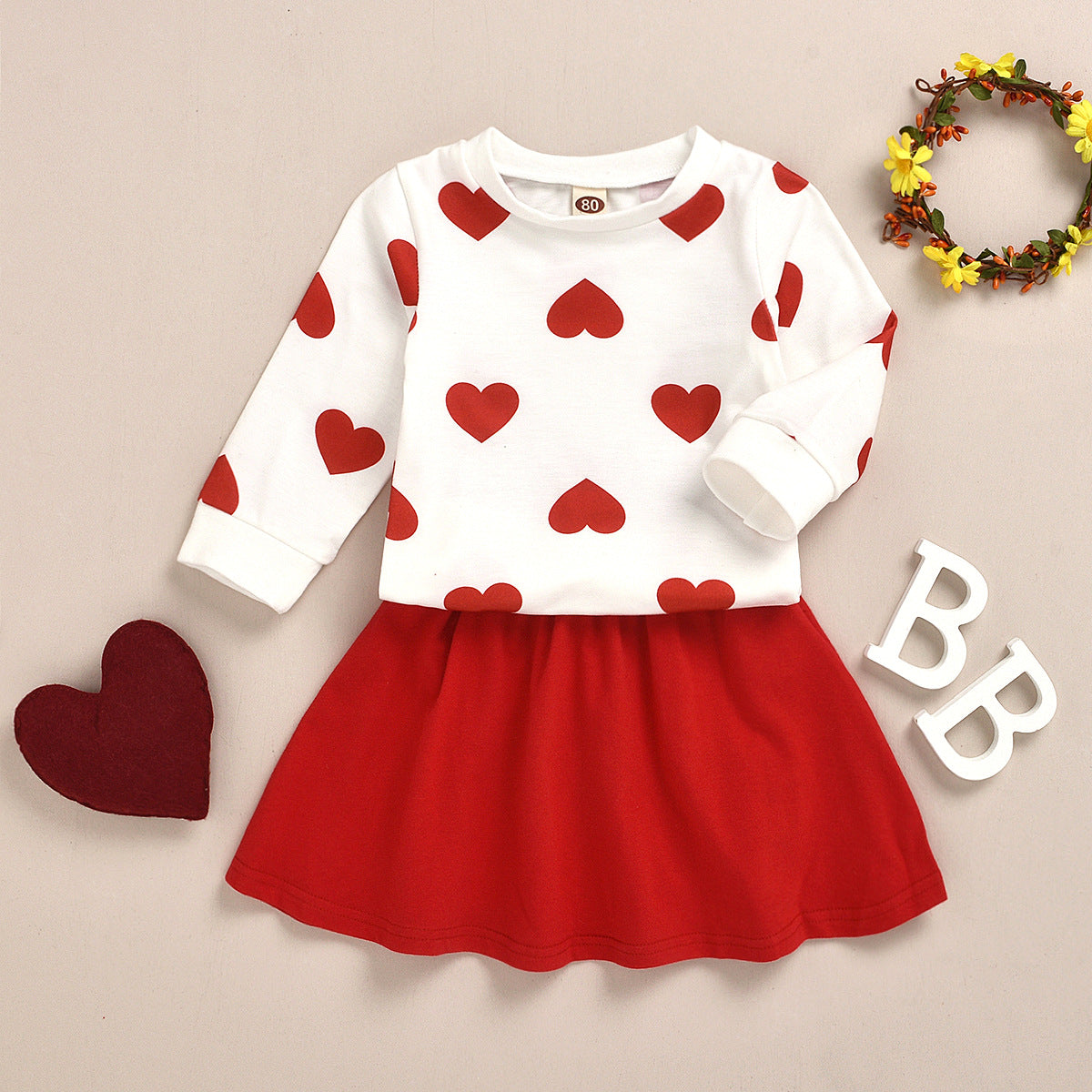 www.houseofclaire.com baby store near me Red hearts white dress set children’s boutique near  me by House of Claire kids online India kid stores near me