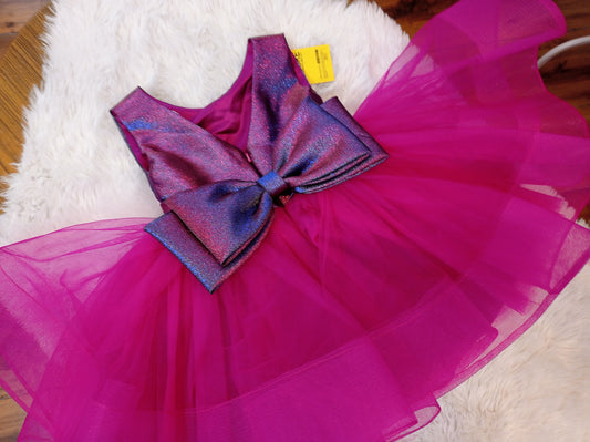 Luxury Purple Fluffy Princess Baby Girl Dress for Birthdays