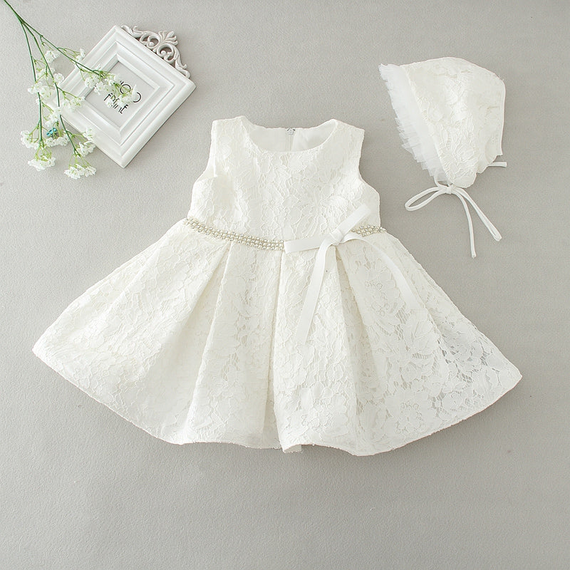 houseofclaire.com Blossom white beaded short Baptism dress