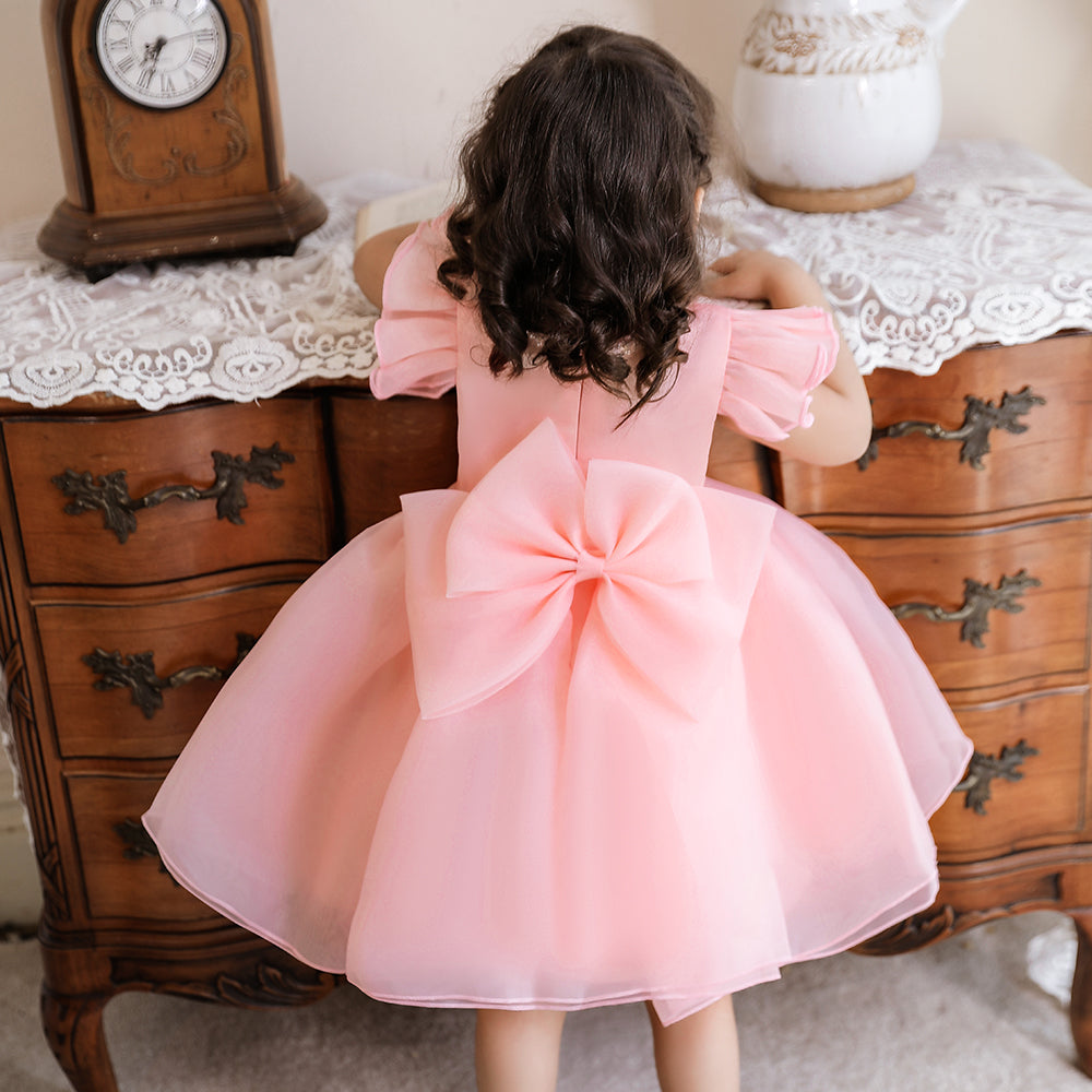 houseofclaire.com Peachy Pink beaded ruffle gown dress