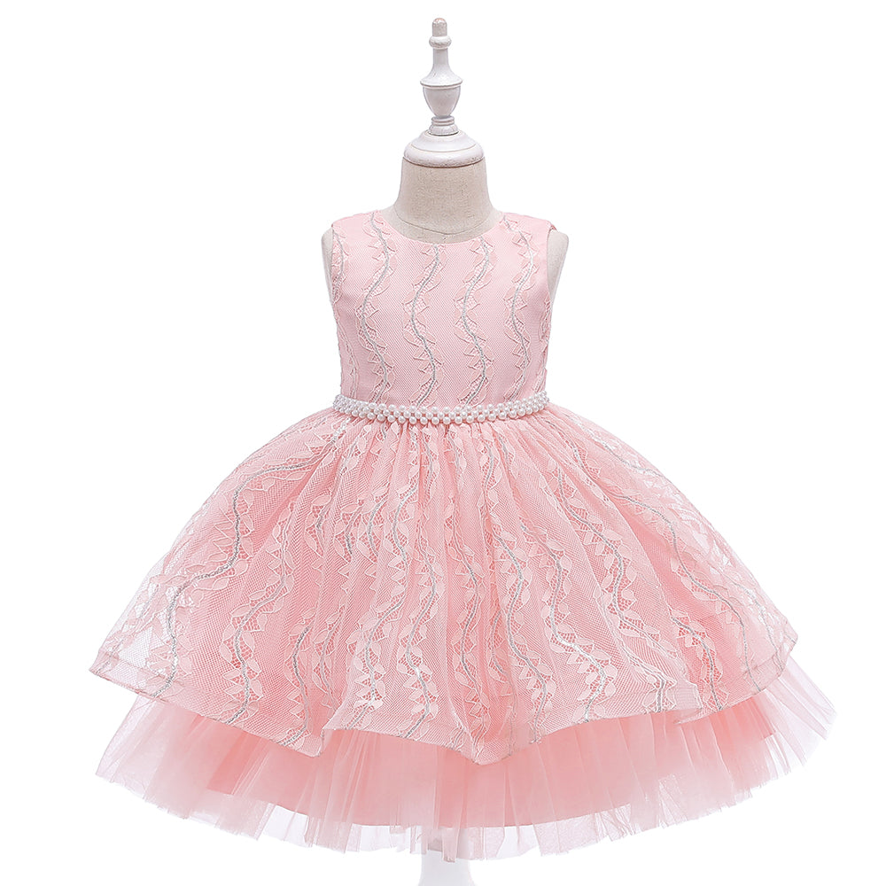 Moana - Princess Candy Pink white Pearl party dress