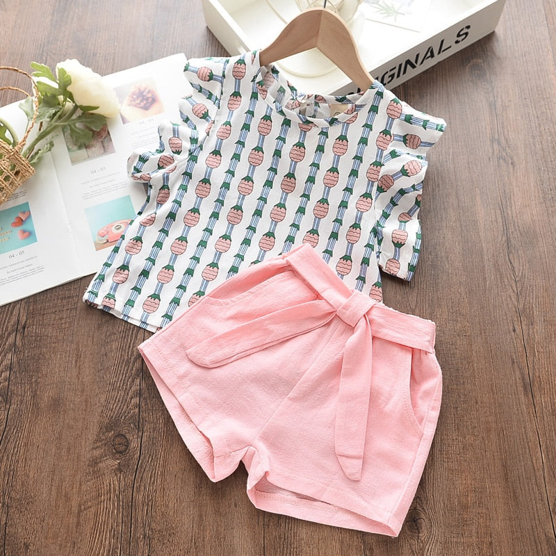 houseofclaire.com Pineapple Pink Dress Summer Shorts set