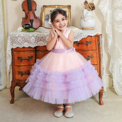 bd party dress Purple Ruffles Soft Pink Birthday Party Wear Dress for Baby Girls – HOUSE OF CLAIRE