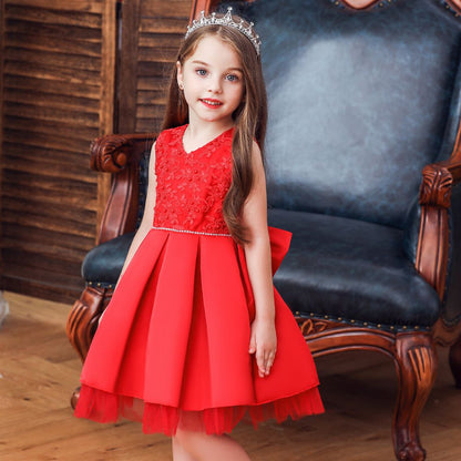 Classic Red floral crystal beaded Dress
