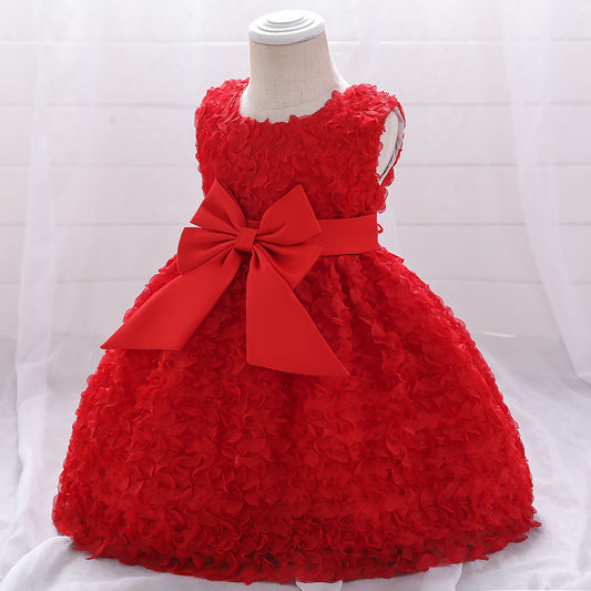 houseofclaire.com Cherry Red Ruffle Baby bow party dress