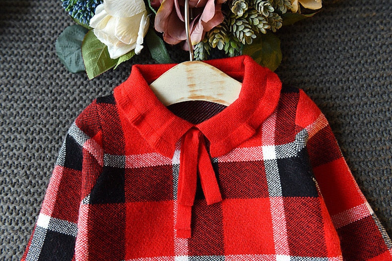 houseofclaire.com Winter Red&Black Scottish Knit Dress set