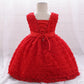 houseofclaire.com Cherry Red Ruffle Baby bow party dress