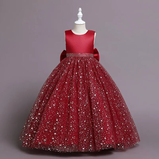 Princess Rose Red Pompous Gown for kids